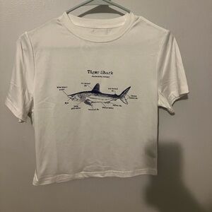 SHEIN- Tiger Shark white tee never worn